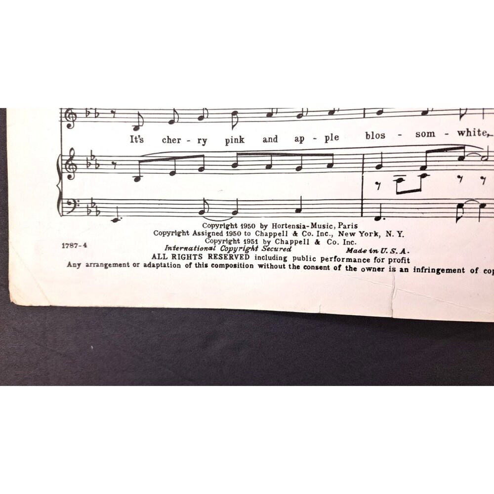 Vintage Underwater Sheet Music Jane Russell Cherry Pink Apple Blossom White 1951 - Picture 8 of 9
